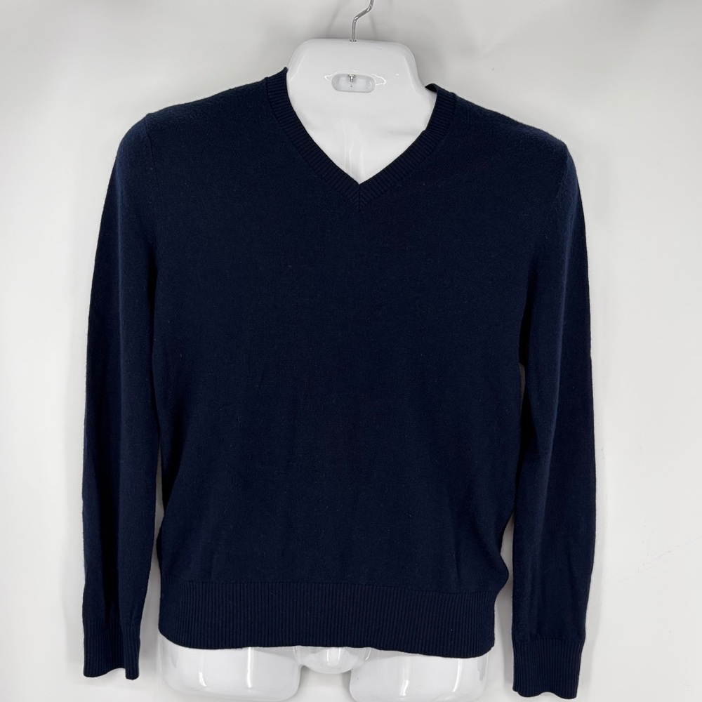 Banana Republic V-Neck 100% Merino Wool Sweater Mens Medium Navy Blue Preppy